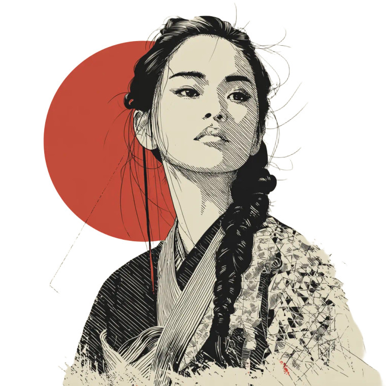 Ukiyo-E Portrait Vinyl Car Decal Sticker – Waterproof & UV-Resistant 3.4133333333333336"