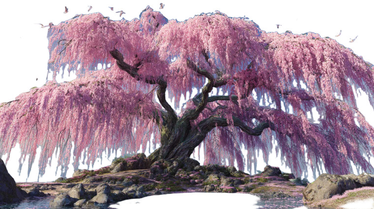 Weeping Cherry Tree Vinyl Car Decal Sticker – Waterproof & UV-Resistant 2.72"