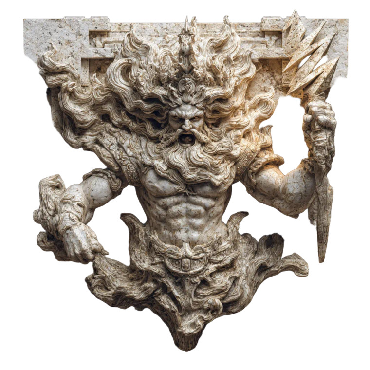Stylized Zeus Sculpture Vinyl Car Decal Sticker – Waterproof & UV-Resistant 6.826666666666667"