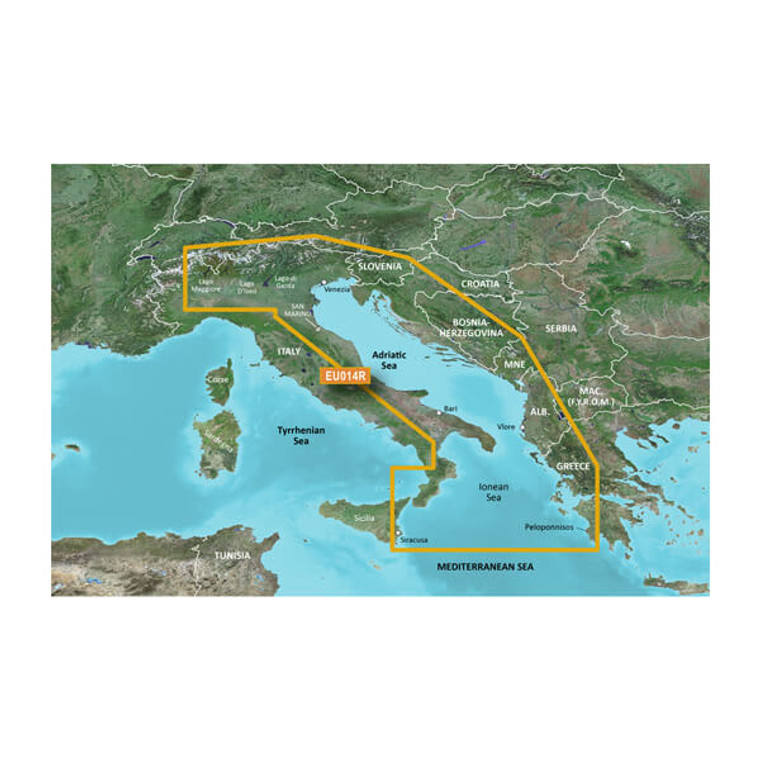 Navigate Italian Lakes & Adriatic Coast with Garmin BlueChart G3 | Auto-Guidance | Depth Range & Shallow Water Shading