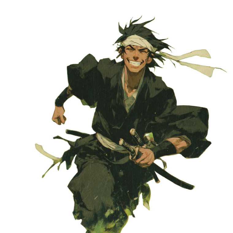 Smiling Samurai Vinyl Car Decal Sticker – Waterproof & UV-Resistant 3.4133333333333336"