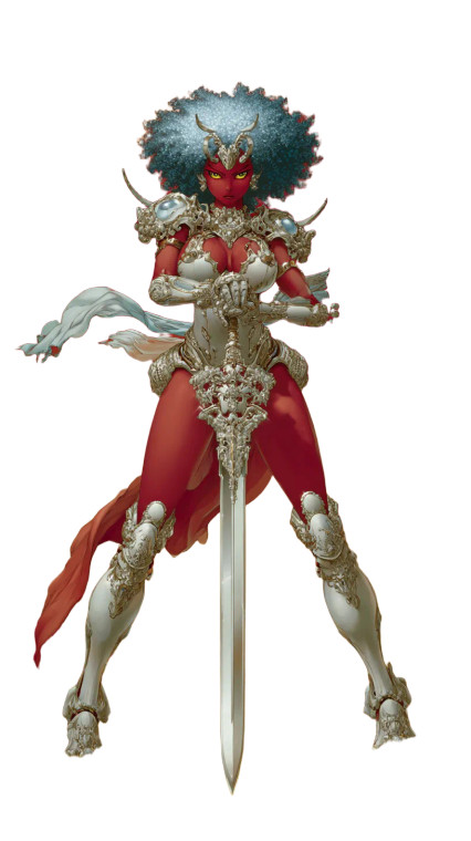 Futuristic Warrior Goddess Vinyl Car Decal Sticker – Waterproof & UV-Resistant 9.706666666666667"