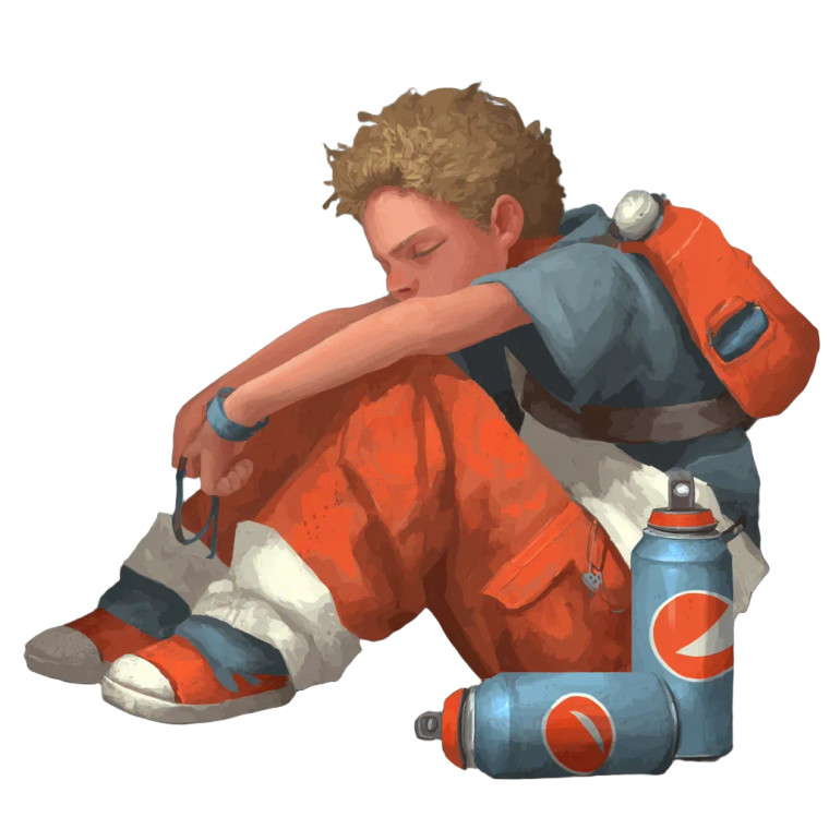 Depressed Cartoon Vinyl Car Decal Sticker – Waterproof & UV-Resistant 6.826666666666667"