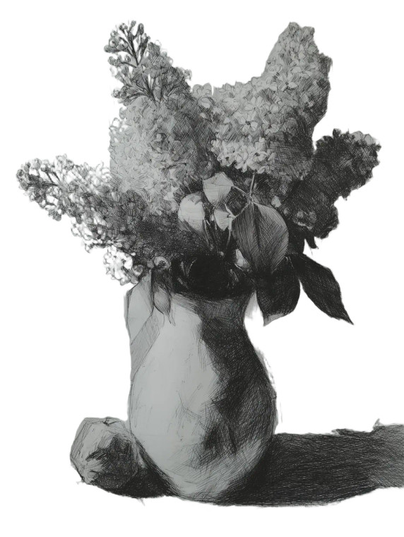 Lilac Flower Sketch Vinyl Car Decal Sticker – Waterproof & UV-Resistant 4.1066666666666665"