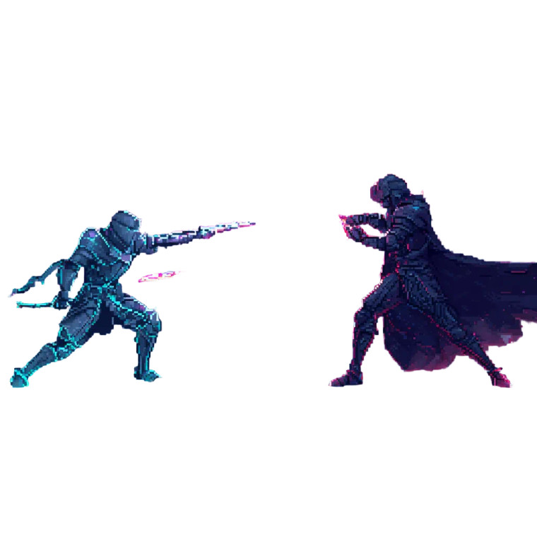 Neon Knight Duel Vinyl Car Decal Sticker – Waterproof & UV-Resistant 6.826666666666667"