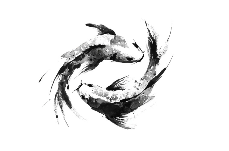 Harmonious Koi Painting Vinyl Car Decal Sticker – Waterproof & UV-Resistant 5.97333333333333