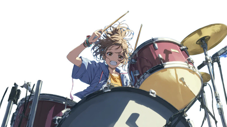 Energetic Anime Drummer Vinyl Car Decal Sticker – Waterproof & UV-Resistant 5.4