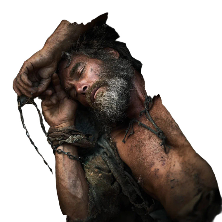 Chained Bearded Man Vinyl Car Decal Sticker – Waterproof & UV-Resistant 3.4133333333333336"