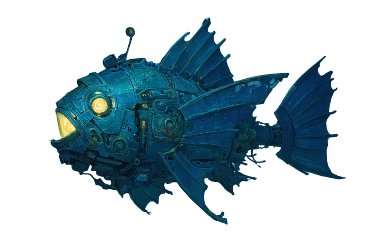 Giant Mechanical Fish Vinyl Car Decal Sticker – Waterproof & UV-Resistant 2.986666666666667"