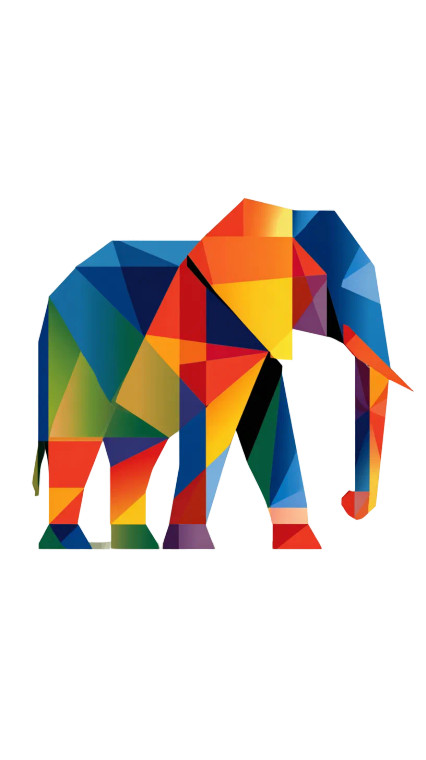 Tangram Elephant Vinyl Car Decal Sticker – Waterproof & UV-Resistant 9.706666666666667"