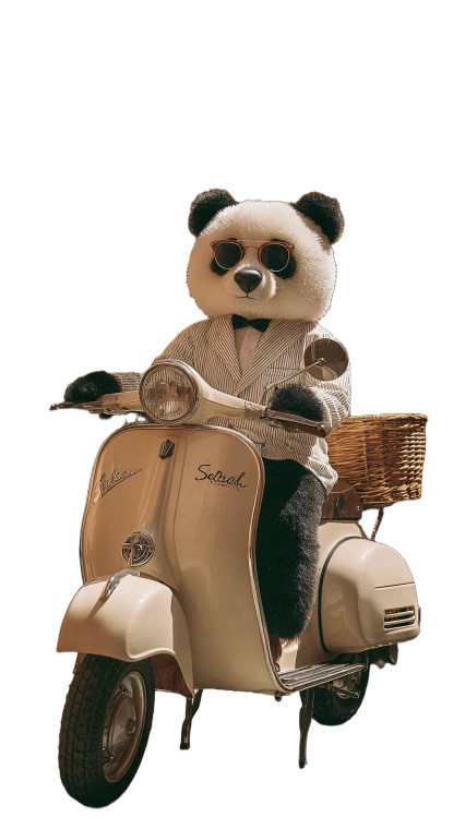 Panda On Vespa Vinyl Car Decal Sticker – Waterproof & UV-Resistant 4.8533333333333335"