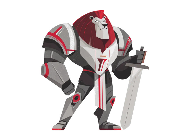 Knight Lion Mascot Vinyl Car Decal Sticker – Waterproof & UV-Resistant 6.1866666666666665"