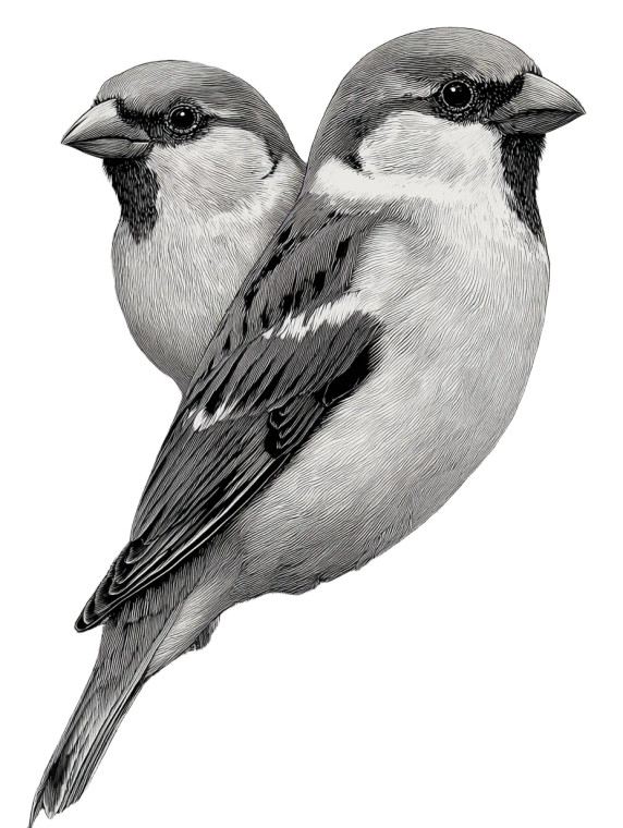 Sparrow Birds Illustration Vinyl Car Decal Sticker – Waterproof & UV-Resistant 4.1066666666666665"