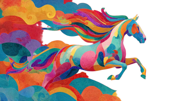 Rainbow Leaping Horse Vinyl Car Decal Sticker – Waterproof & UV-Resistant 2.72"