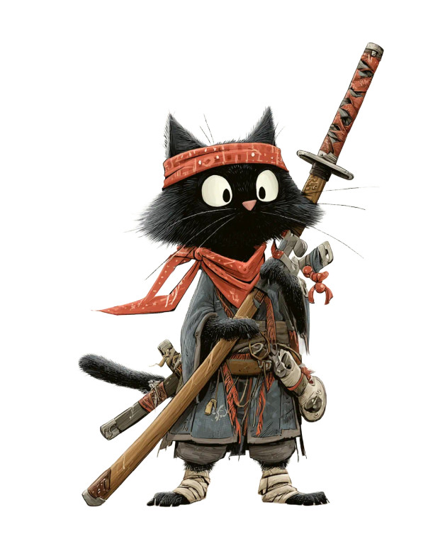 Ninja Cat V7 Vinyl Car Decal Sticker – Waterproof & UV-Resistant 8.0"