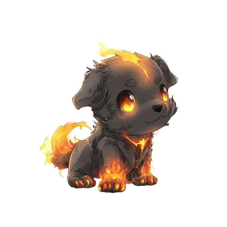 Fire Elemental Puppy Vinyl Car Decal Sticker – Waterproof & UV-Resistant 6.826666666666667"