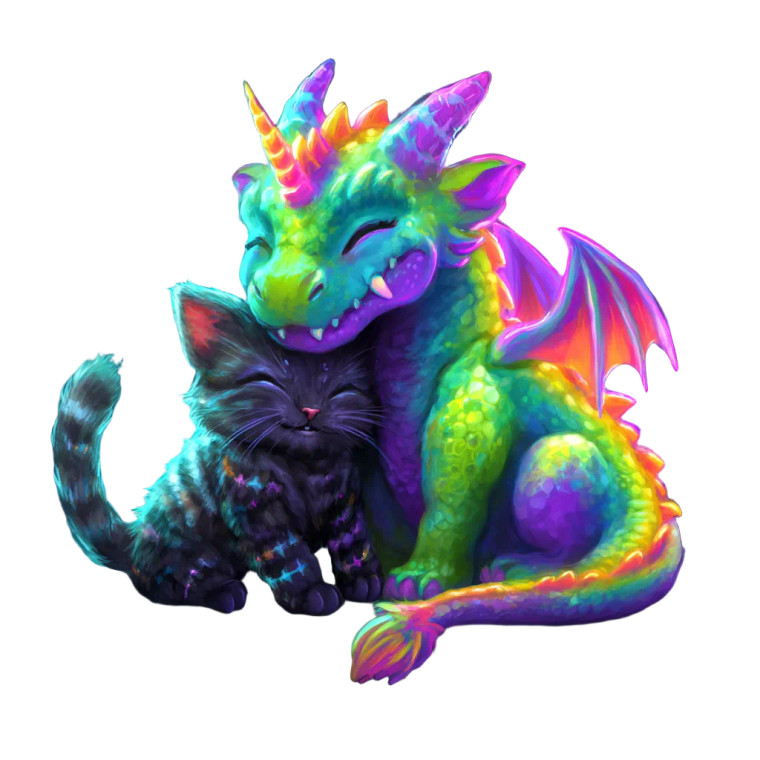 Rainbow Unicorn Cat Dragon Vinyl Car Decal Sticker – Waterproof & UV-Resistant 3.4133333333333336"