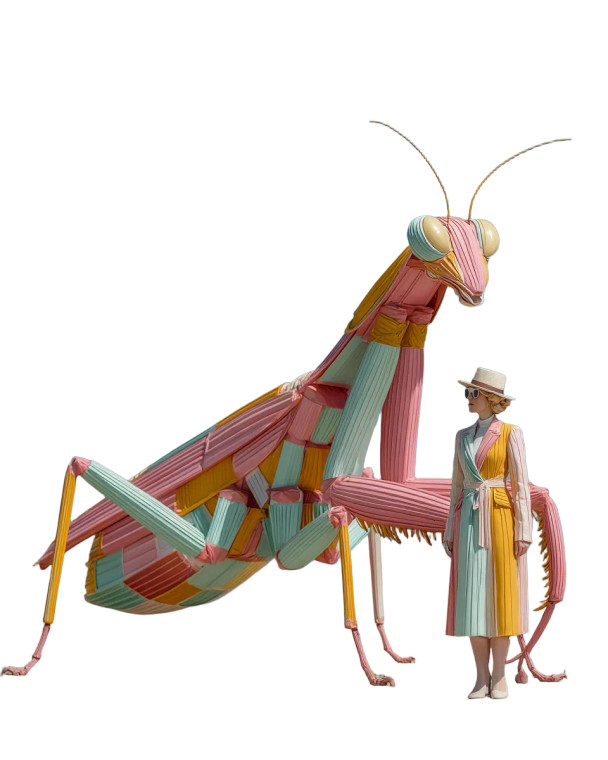 Giant Pastel Mantis Vinyl Car Decal Sticker – Waterproof & UV-Resistant 4.0"