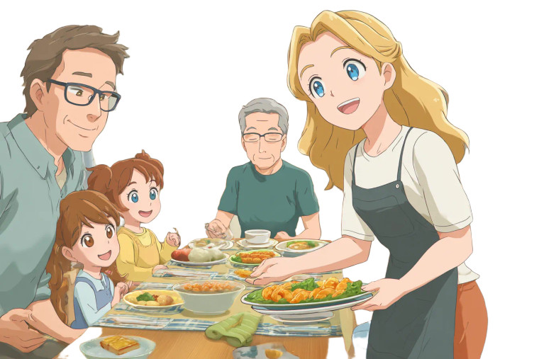 Family Meal Scene Vinyl Car Decal Sticker – Waterproof & UV-Resistant 2.986666666666667"