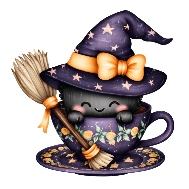 Witch Teacup Character Vinyl Car Decal Sticker – Waterproof & UV-Resistant 6.826666666666667"