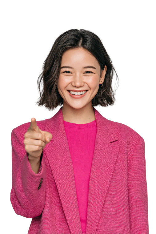 Smiling Businesswoman Presenting Vinyl Car Decal Sticker – Waterproof & UV-Resistant 8.96"