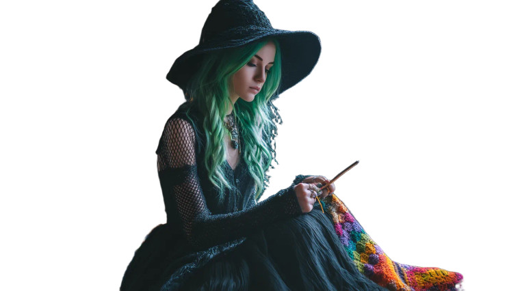 Green-Haired Witch Vinyl Car Decal Sticker – Waterproof & UV-Resistant 5.4