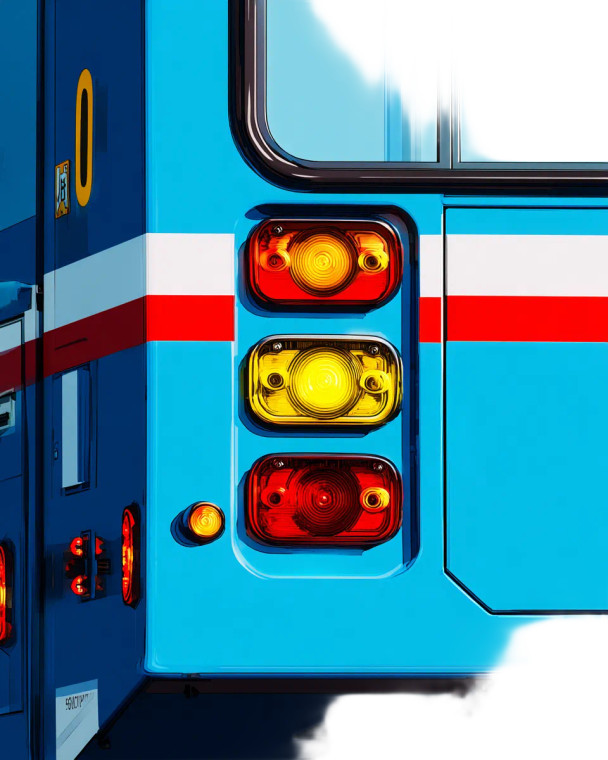 Blue Bus Lights Vinyl Car Decal Sticker – Waterproof & UV-Resistant 8.0"