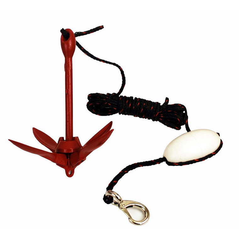 Ultimate Red Boat Anchor | 3.5lb Grapnel Style | With 25ft Rope & Accessories | Steady & Reliable Performance