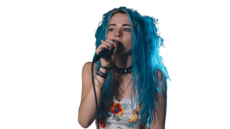 Blue-Haired Singer Vinyl Car Decal Sticker – Waterproof & UV-Resistant 2.72"