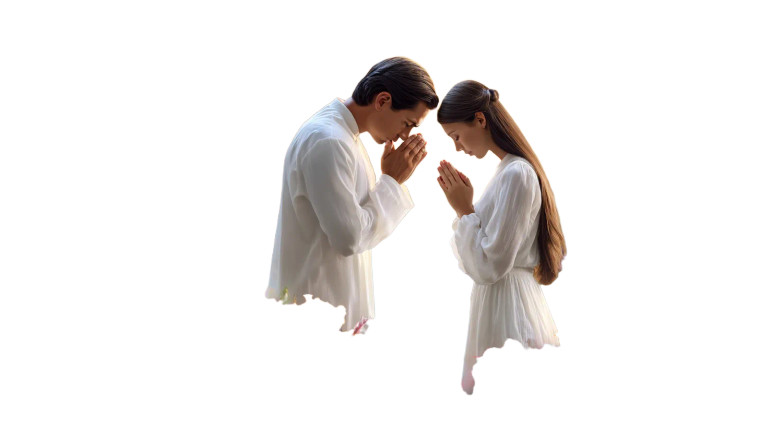 Praying Latino Couple Vinyl Car Decal Sticker – Waterproof & UV-Resistant 5.4