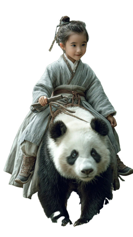 Girl Riding Panda V2 Vinyl Car Decal Sticker – Waterproof & UV-Resistant 4.8533333333333335"