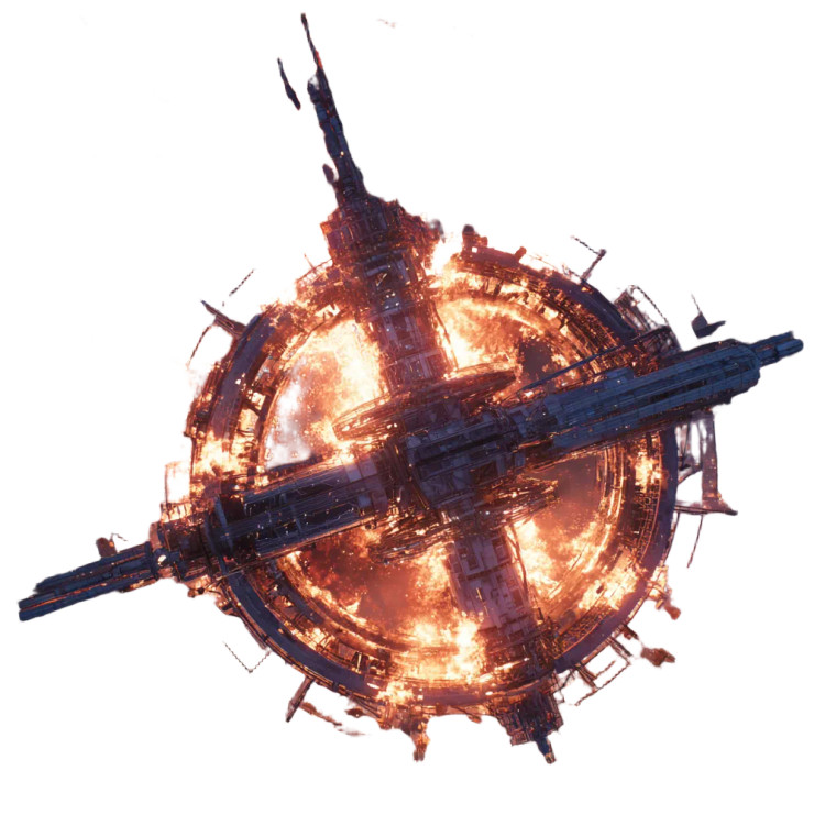 Burning Space Station Vinyl Car Decal Sticker – Waterproof & UV-Resistant 3.4133333333333336"