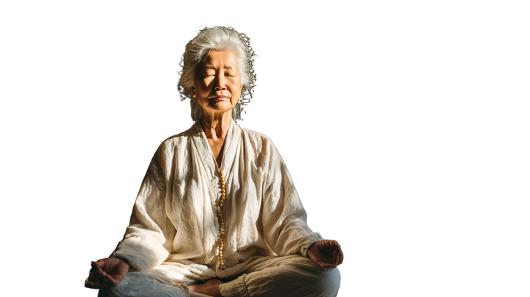 Meditating Elderly Woman V2 Vinyl Car Decal Sticker – Waterproof & UV-Resistant 2.72"