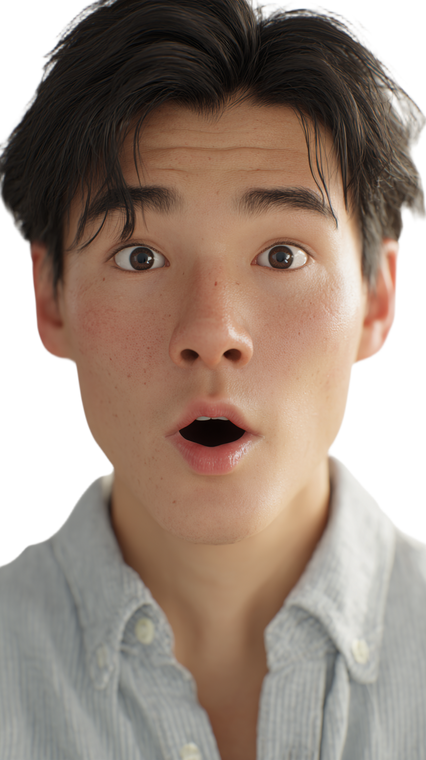 Shocked Asian Man Vinyl Car Decal Sticker – Waterproof & UV-Resistant 9.706666666666667"