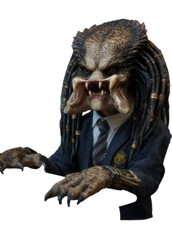 Angry School Predator Vinyl Car Decal Sticker – Waterproof & UV-Resistant 8.213333333333333"