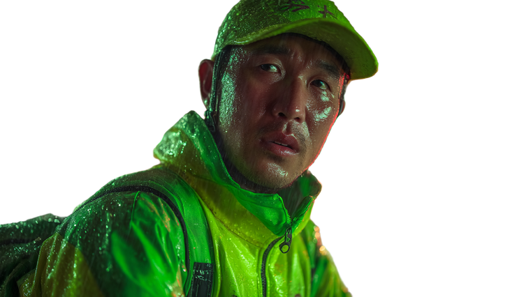 Chinese Delivery Rider Vinyl Car Decal Sticker – Waterproof & UV-Resistant 2.72"