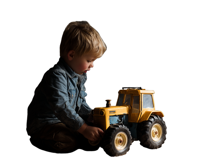 Boy With Tractor Vinyl Car Decal Sticker – Waterproof & UV-Resistant 6.1866666666666665"