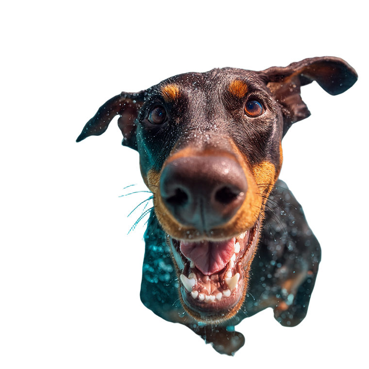 Laughing Dobermann Swim Vinyl Car Decal Sticker – Waterproof & UV-Resistant 6.826666666666667"