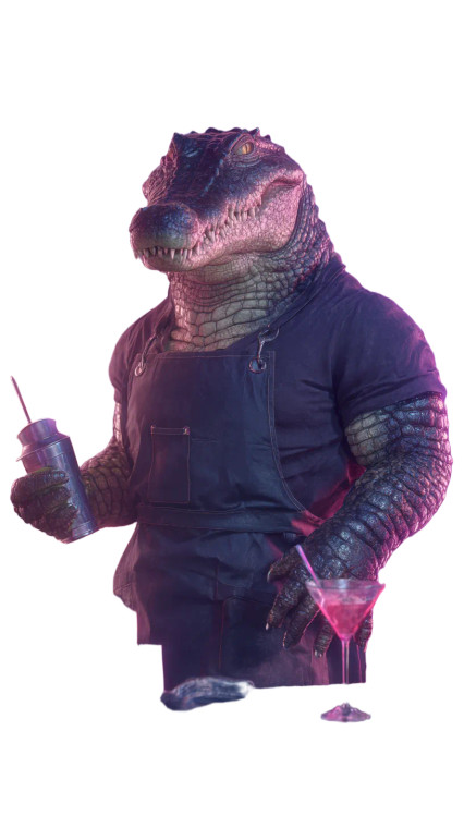 Crocodile Bartender Vinyl Car Decal Sticker – Waterproof & UV-Resistant 4.8533333333333335"