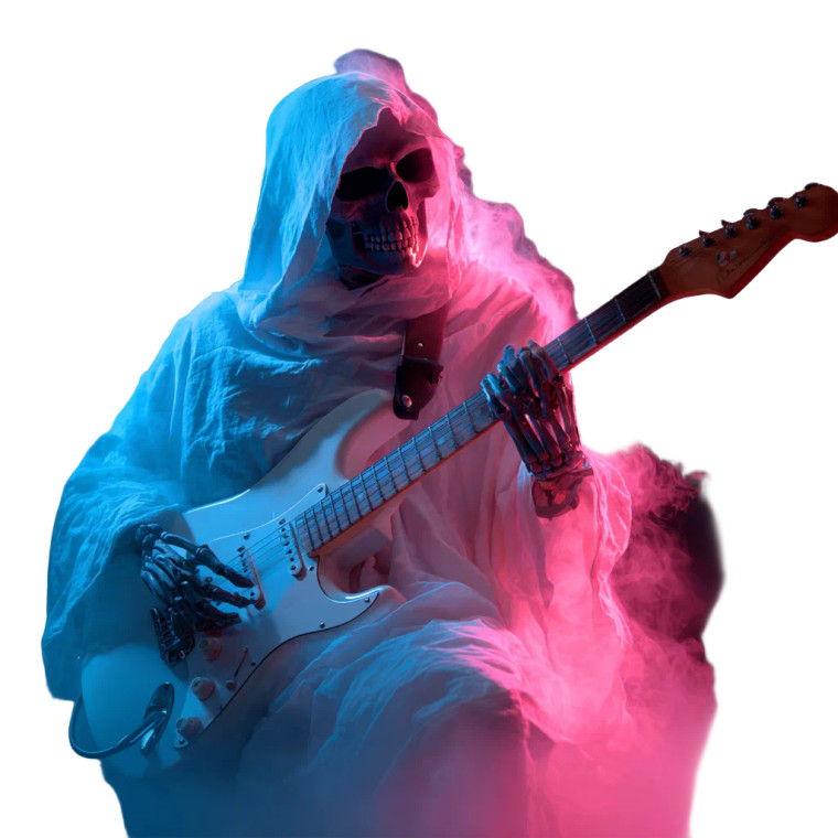 Ghostly Guitarist Vinyl Car Decal Sticker – Waterproof & UV-Resistant 3.4133333333333336"