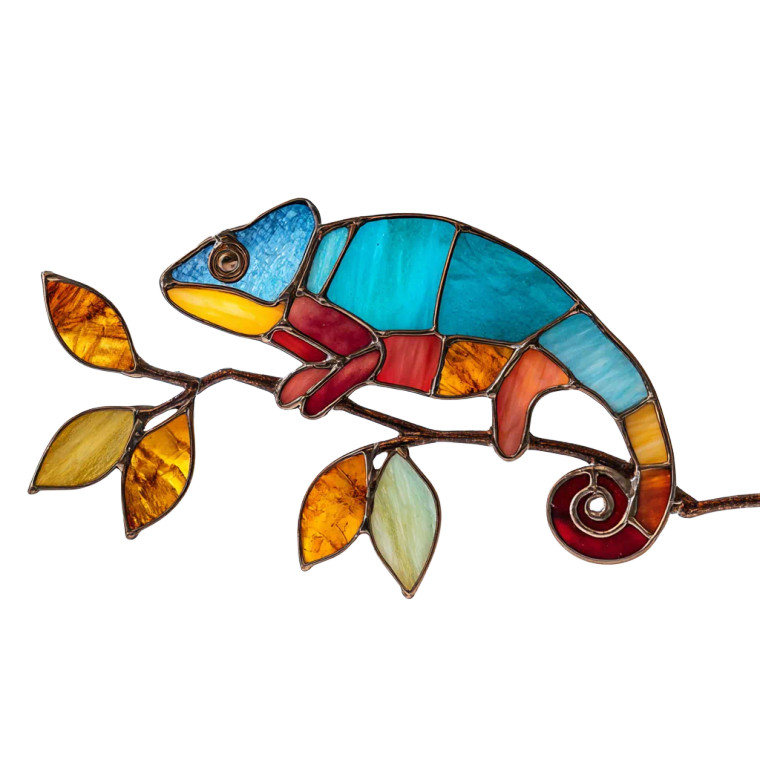 Stained Glass Chameleon V2 Vinyl Car Decal Sticker – Waterproof & UV-Resistant 3.4133333333333336"