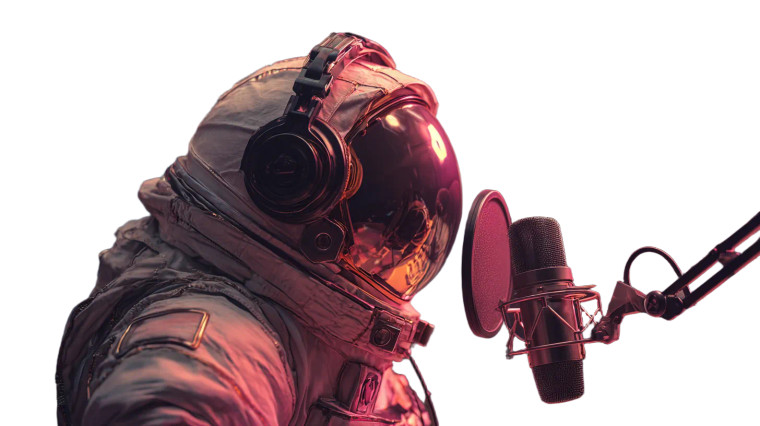 Astronaut Podcasting V2 Vinyl Car Decal Sticker – Waterproof & UV-Resistant 2.72"