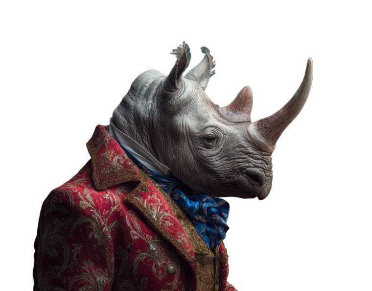 Rococo Rhino Portrait Vinyl Car Decal Sticker – Waterproof & UV-Resistant 3.253333333333333