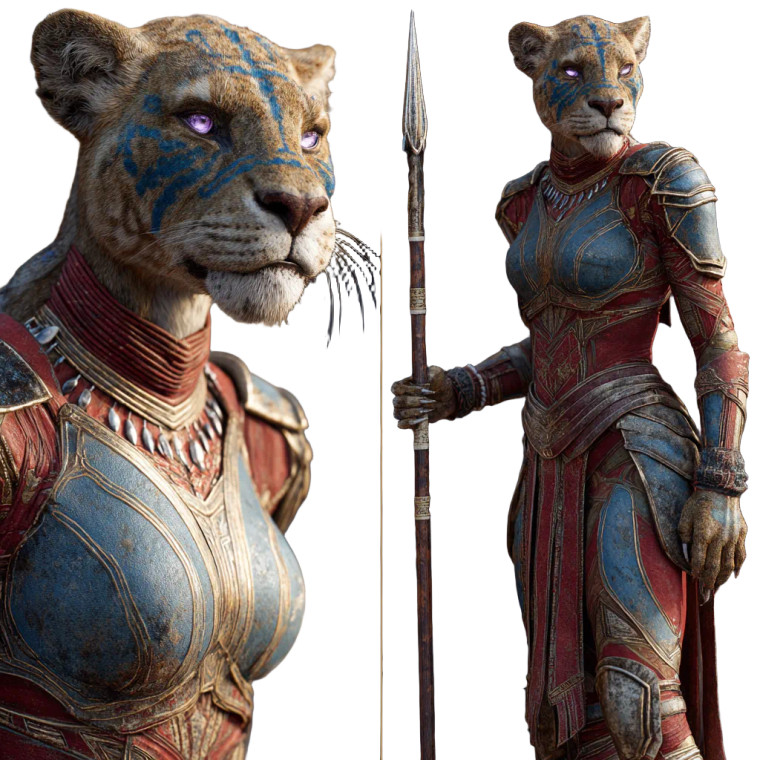Armored Lioness Warrior Vinyl Car Decal Sticker – Waterproof & UV-Resistant 3.4133333333333336"