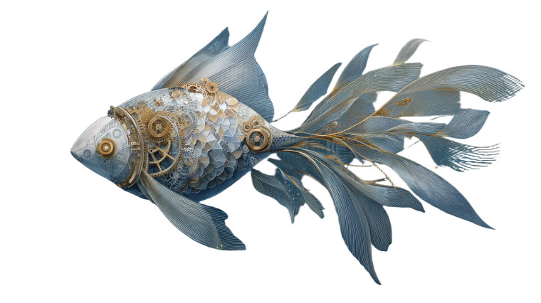 Mechanical Cyberpunk Fish Vinyl Car Decal Sticker – Waterproof & UV-Resistant 5.4