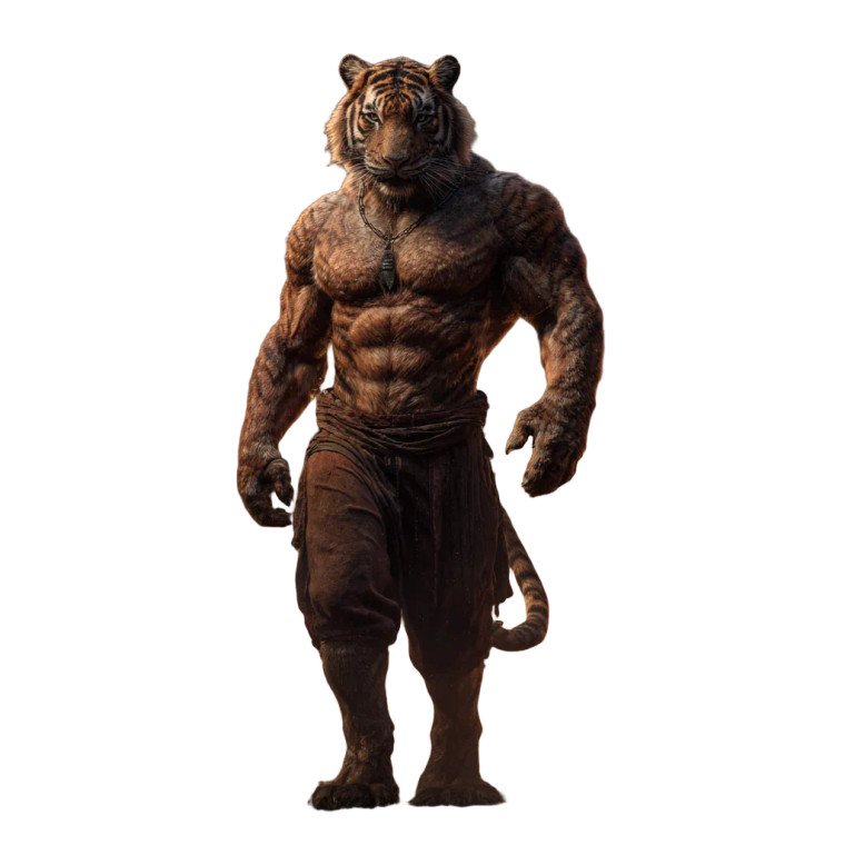 Muscular Tiger Man Vinyl Car Decal Sticker – Waterproof & UV-Resistant 6.826666666666667"