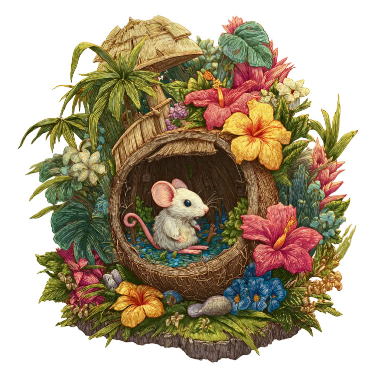 Mouse In Coconut Vinyl Car Decal Sticker – Waterproof & UV-Resistant 3.4133333333333336"