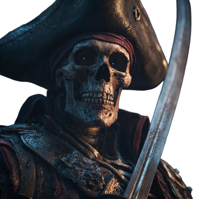 Skeleton Pirate Portrait Vinyl Car Decal Sticker – Waterproof & UV-Resistant 6.826666666666667"