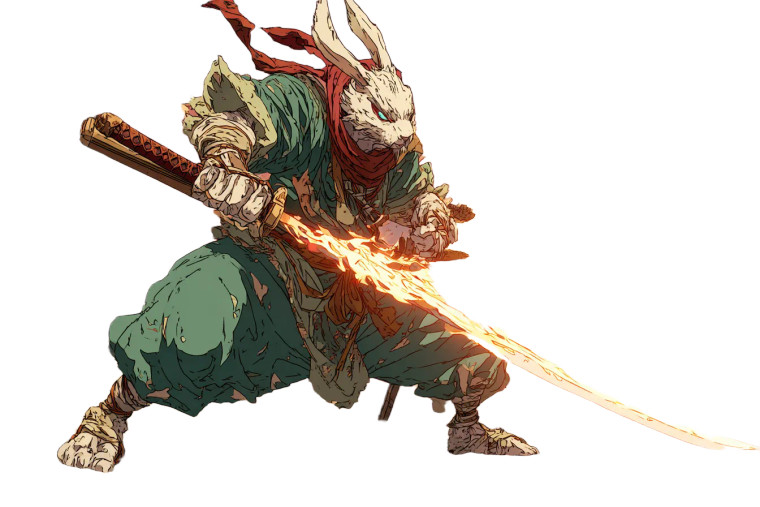 Flame Rabbit Warrior Vinyl Car Decal Sticker – Waterproof & UV-Resistant 5.97333333333333