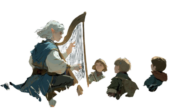 Elf Bard Playing Harp Vinyl Car Decal Sticker – Waterproof & UV-Resistant 5.4